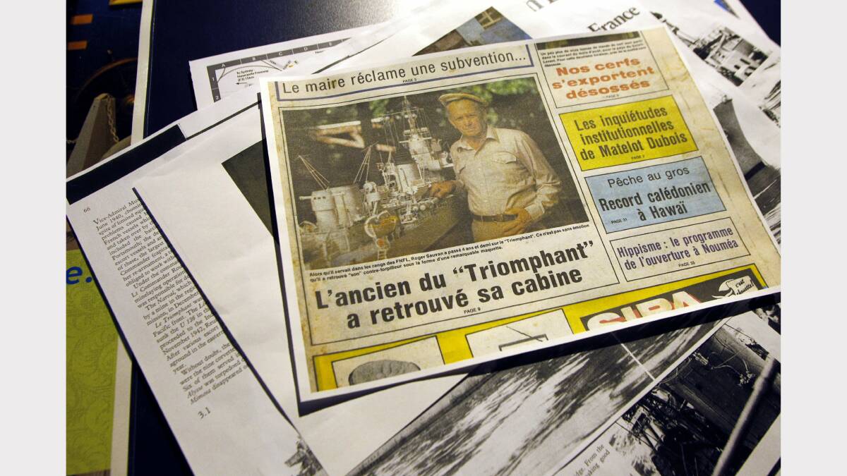 ACROSS THE SEA: Clippings from a French newspaper about Roger Sauvan, who was part of the rescue team.