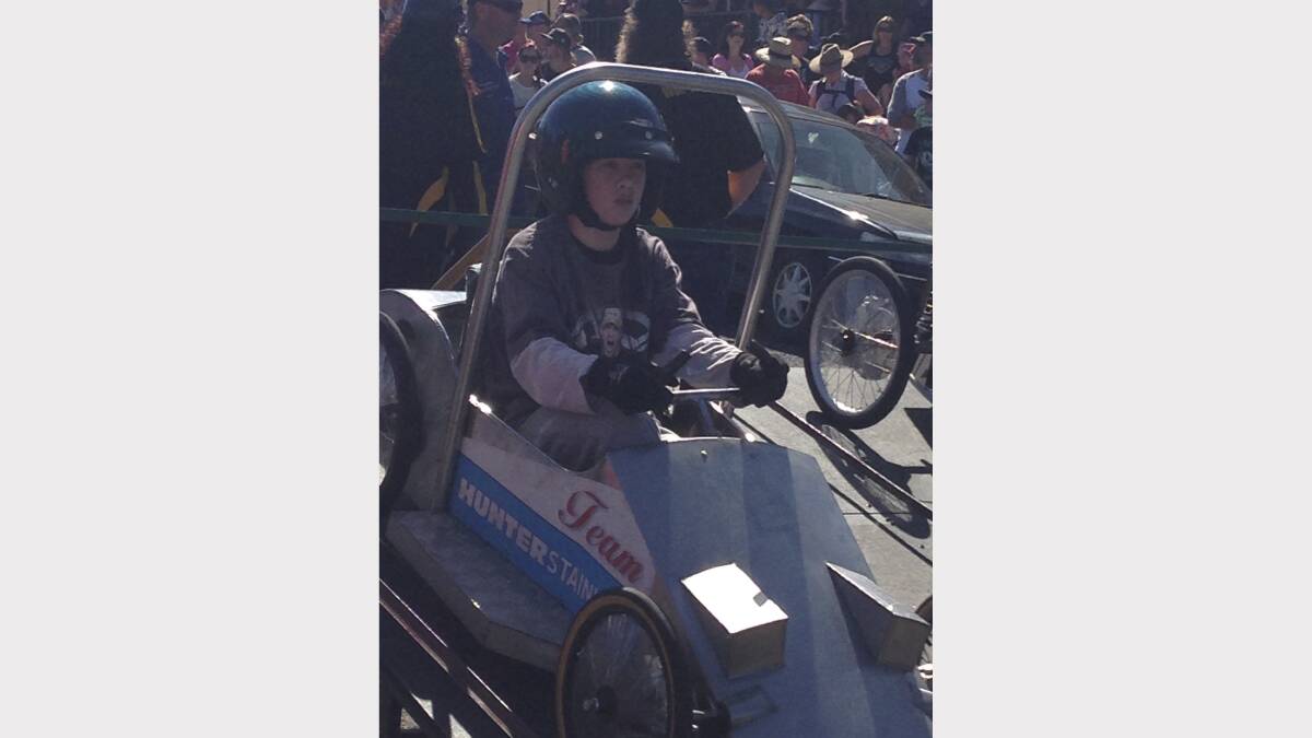 READY, SET: Junior champion Aidan Foote behind the wheel.
