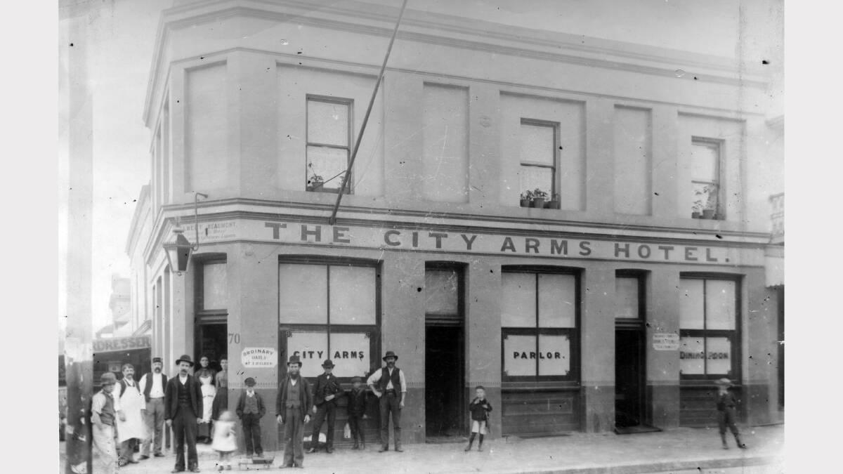 ARCHIVAL REVIVAL 1900s: Photographs from the Newcastle Herald's files. Patrons in front of The City Arms Hotel, which later became the Hunter Hotel that was remodelled for the Market Square development. In the early 1900s.
