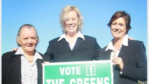 Green candidates Zelma Moran, Phillipa Parsons and Jane Oakley.